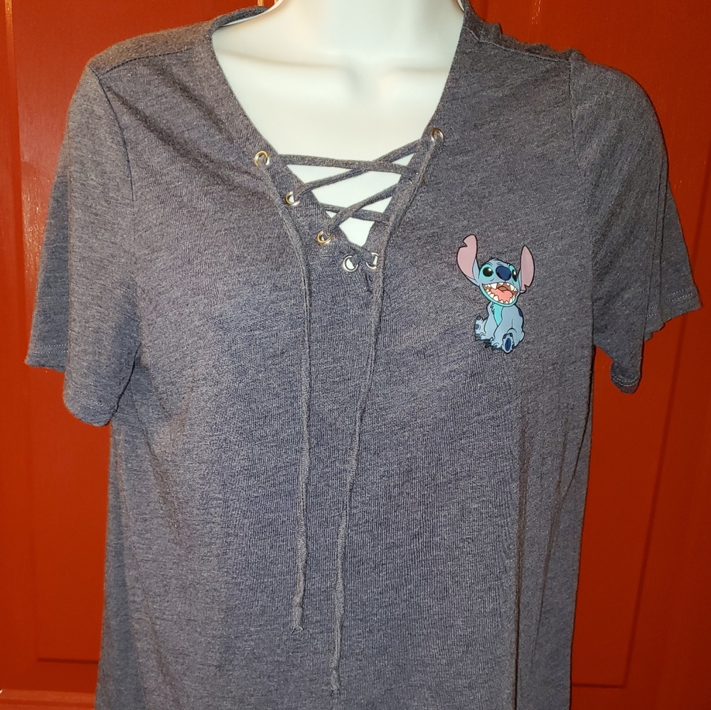 3/$15 Lace Up Lilo & Stitch T-shirt S/M